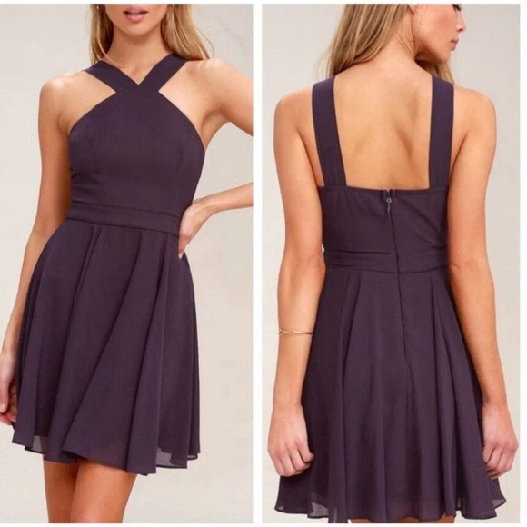 Lulus Dusty Purple‎ Forevermore Skater Dress Lined Size Small Sleeveless Event - Picture 1 of 13